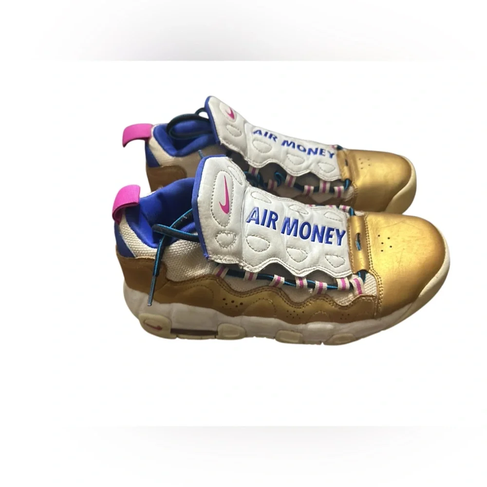 Nike Kids Air More Money GS White Gold‎ and Pink Fuchsia Racer AH5215-101 SZ 6Y